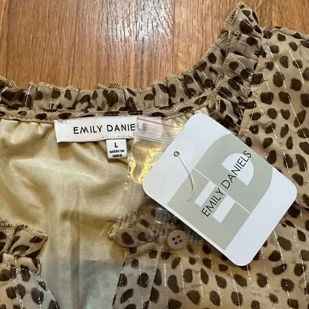 Emily Daniels women’s blouse - brown & tan spots - size large